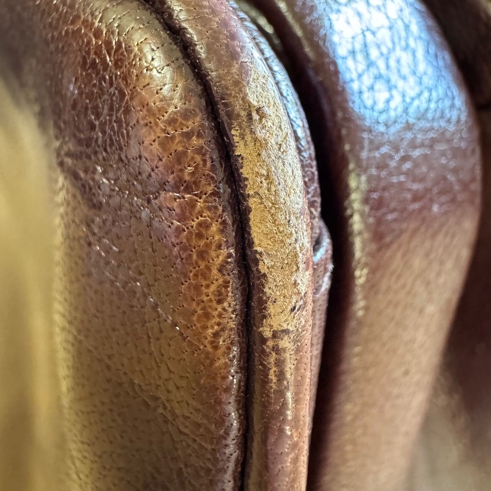 Vintage Italian Leather Frame Bag - Structured Burgundy Top Handle Satchel 70s - Picture 14 of 14